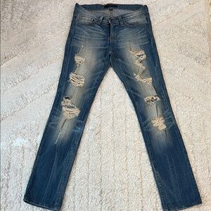 25 Vintage Flying Monkey Women’s Distressed Blue Straight Jeans